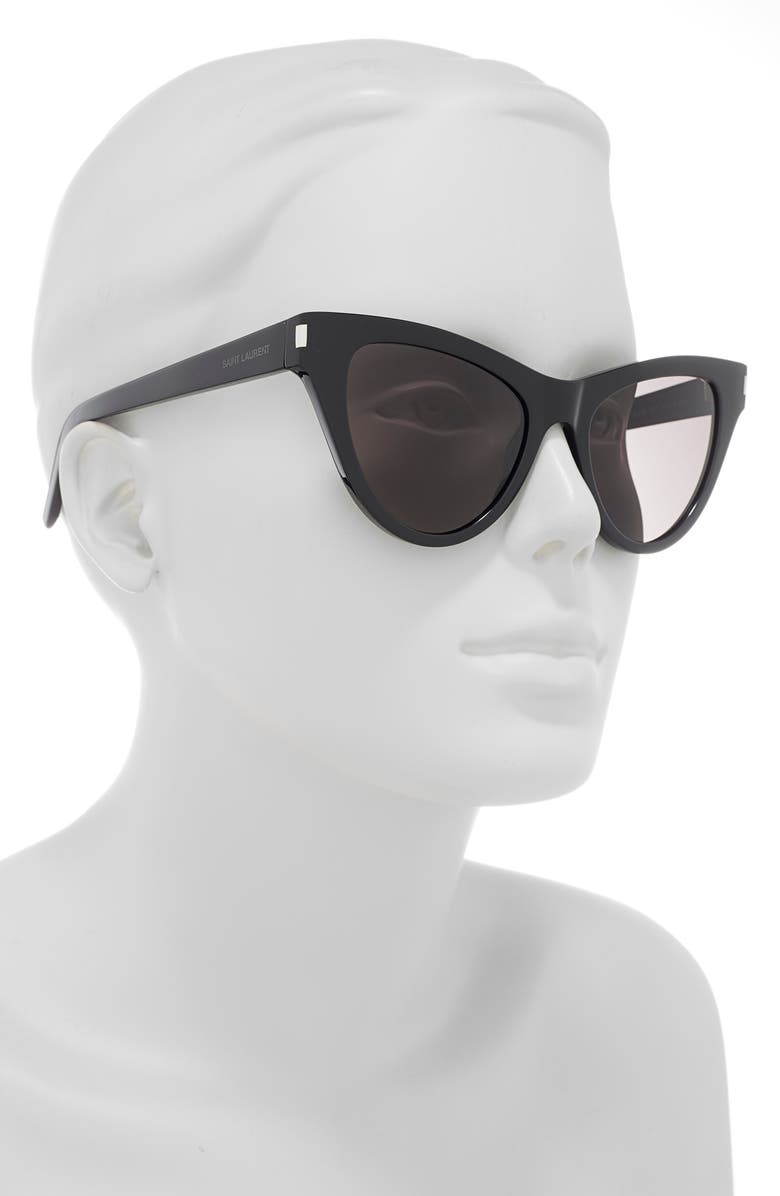 Saint Laurent 54mm Cat Eye Sunglasses, Alternate, color, Black Black Black
