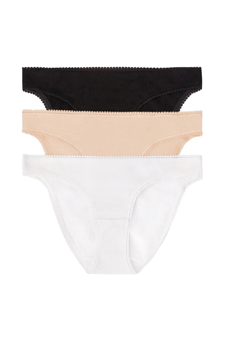 3-Pack Cotton Hip Bikinis, Main, color, BLACK/WHITE/CHAMPAGNE