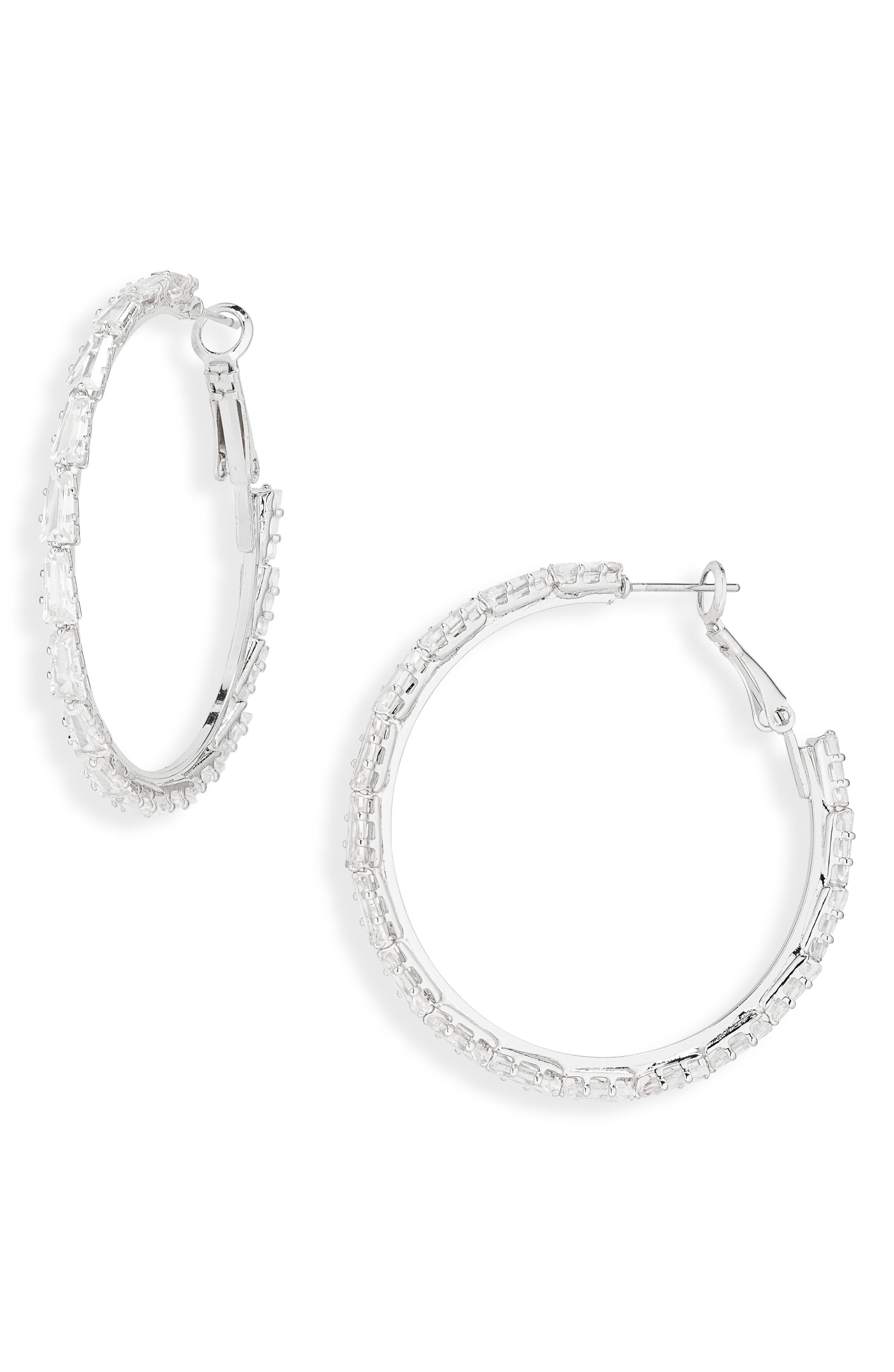 Cara Baguette Cubic Zirconia Hoop Earrings