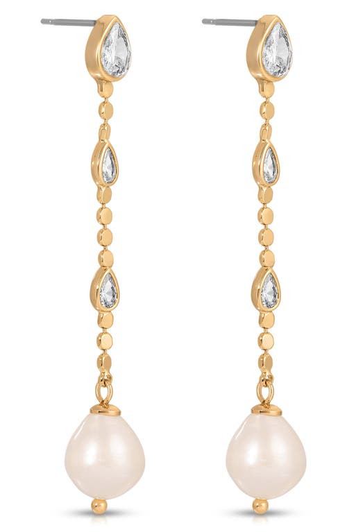 Ettika Teardrop Cubic Zirconia & Freshwater Pearl Drop Earrings In Gold