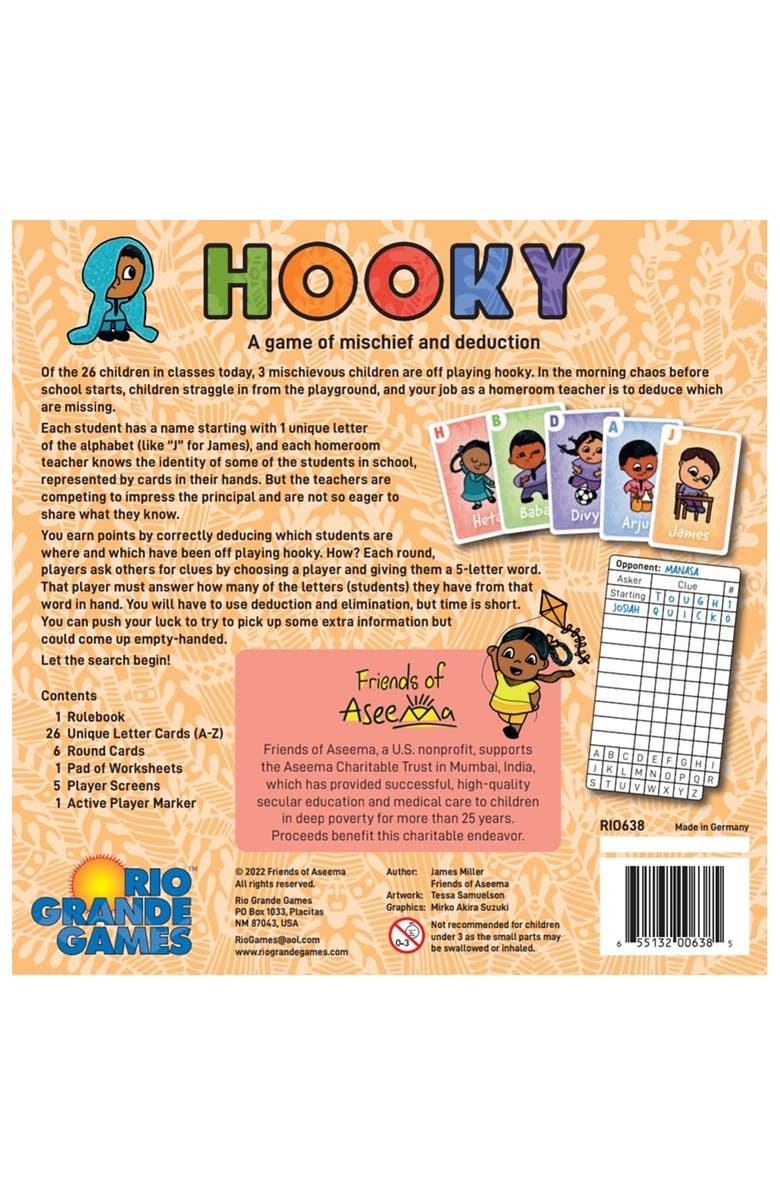 Rio Grande Games , Friends Of Aseema, A Game of Mischief & Deduction Ages 14+, Alternate, color,