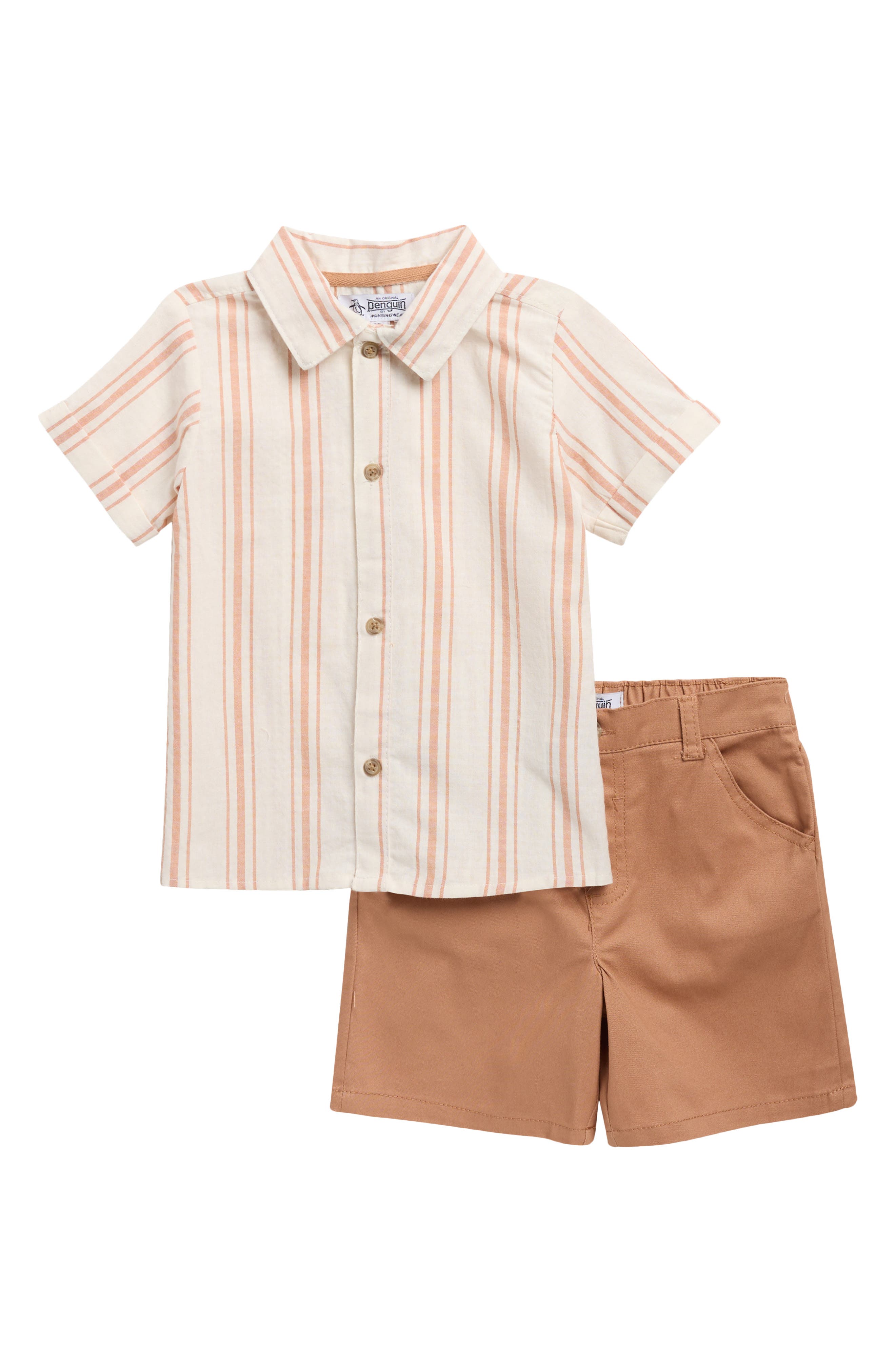 Original Penguin Short Sleeve Button-Up Camp Shirt & Shorts Set