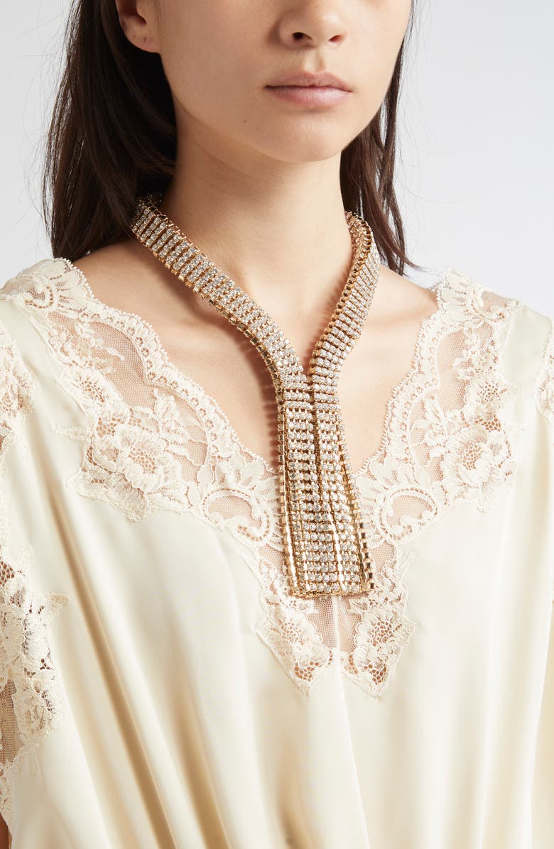 Rabanne Crystal Chain Tassel Collar Necklace, Alternate, color, 