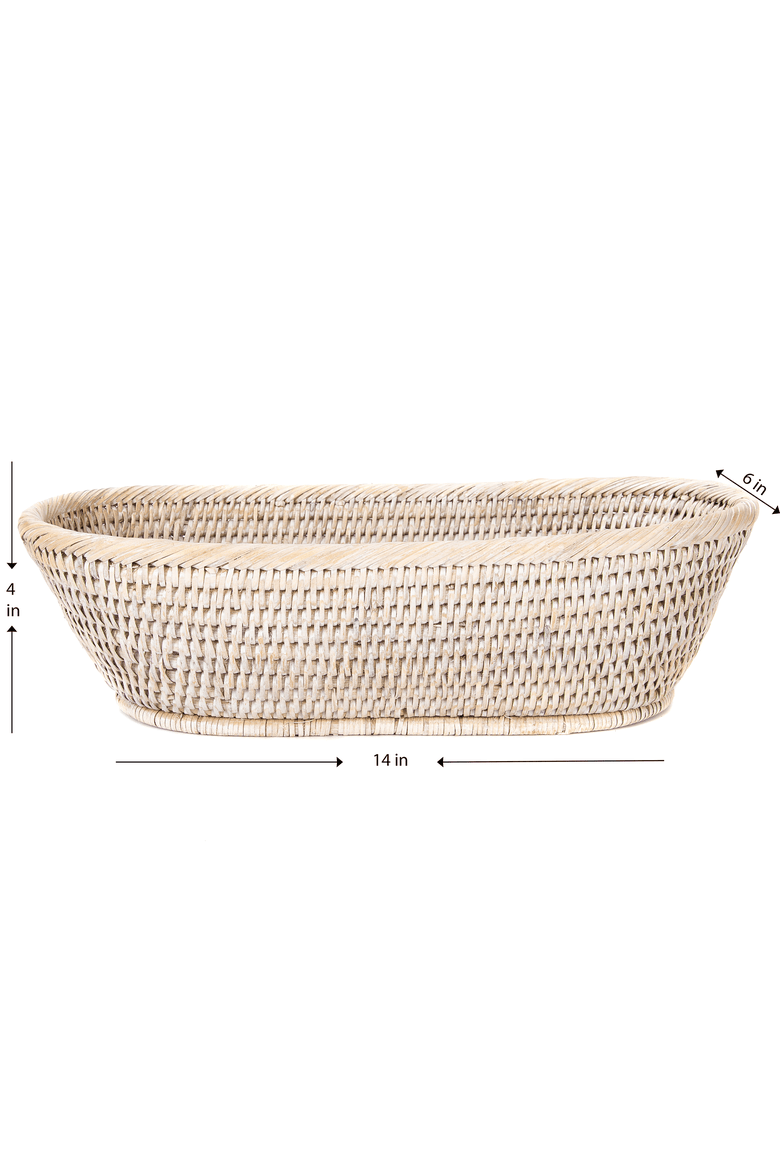 Artifacts Rattan Oval Bread Basket, Alternate, color, White Wash