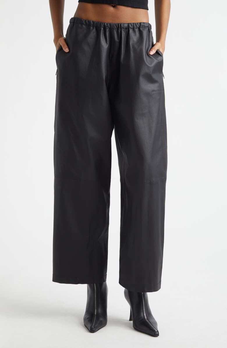 Alexander Wang Leather Track Pants, Main, color, Black