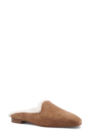 Aquatalia Rosabella Faux Fur Lined Leather Mule In Brown