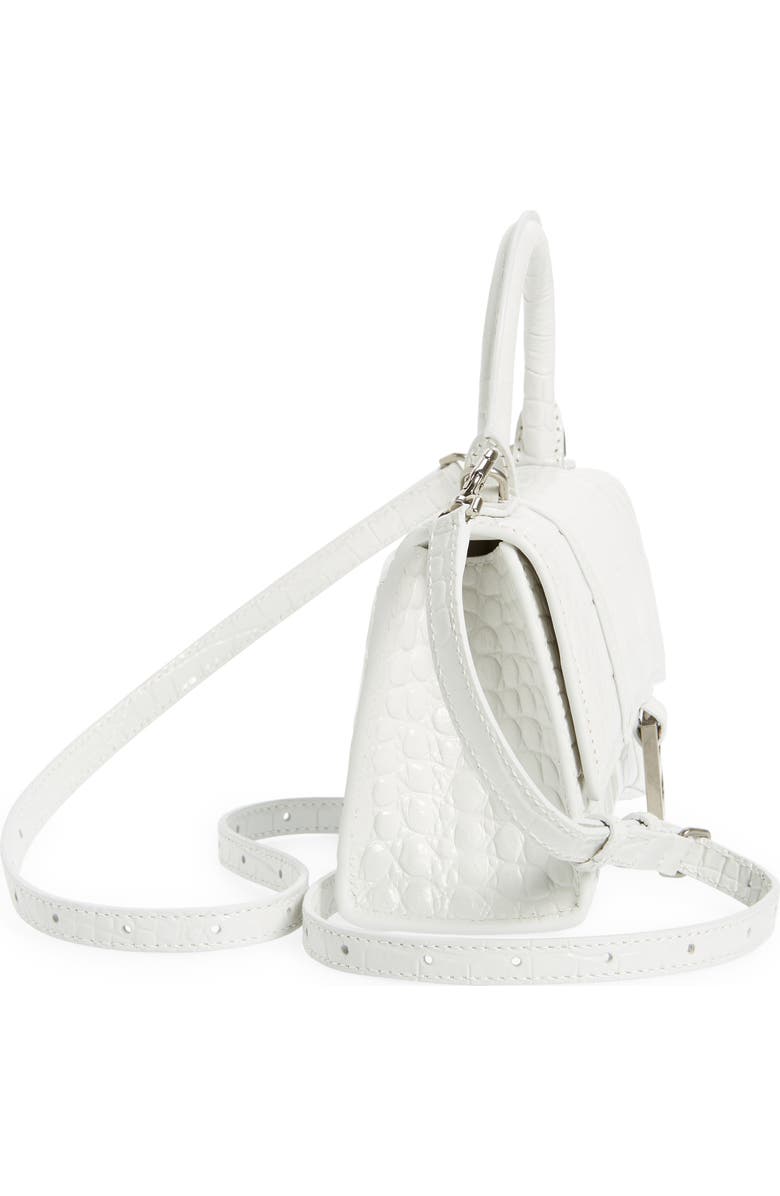 Balenciaga Extra Small Hourglass Croc Embossed Leather Top Handle Bag, Alternate, color,