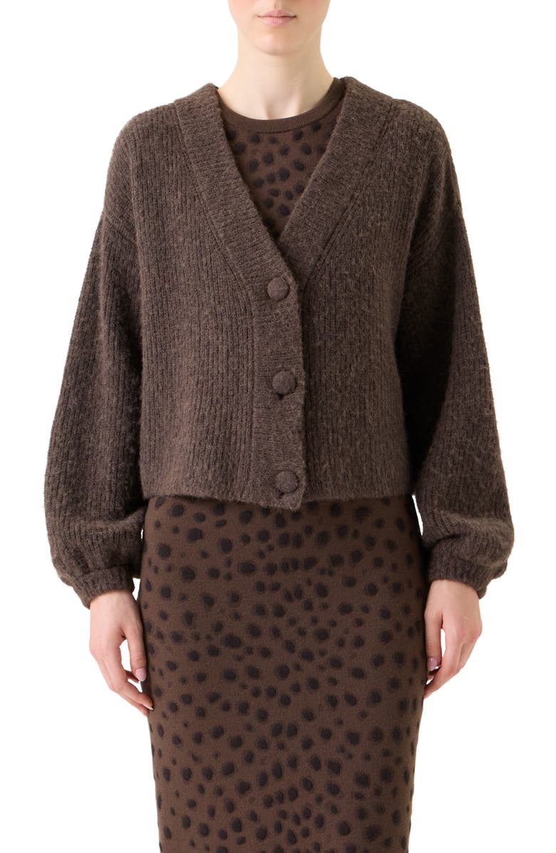 Akris punto Oversize Alpaca Blend Cardigan, Main, color, Bark