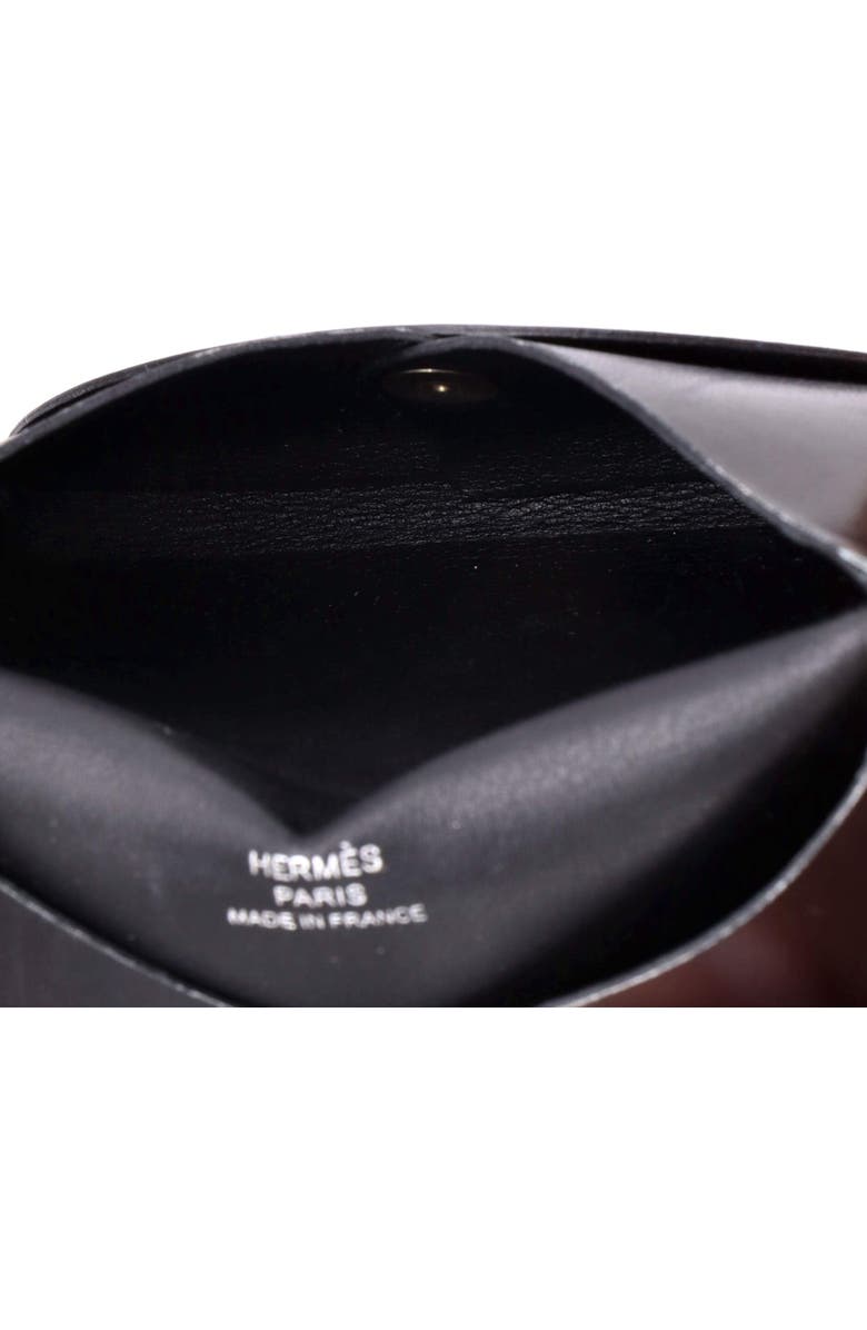 Pre-Owned Hermes Calvi Duo Card Holder Box Calf, Alternate, color, Noir