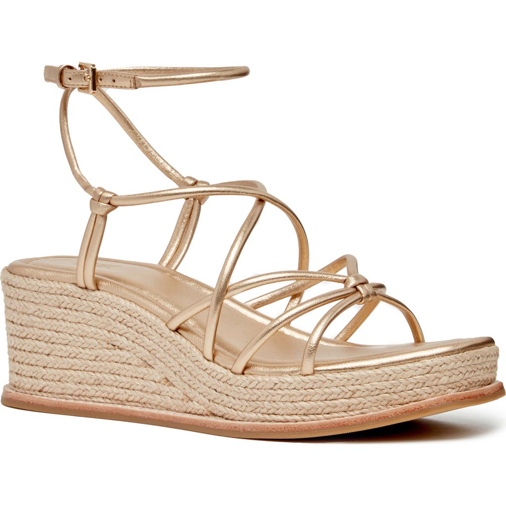 Paige Julia Ankle Strap Espadrille Platform Wedge Sandal In Gold