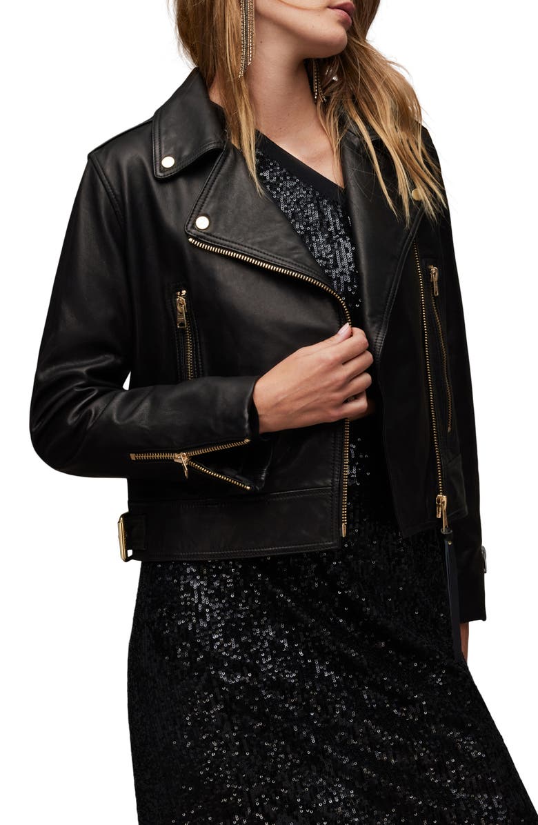 AllSaints Beale Leather Moto Jacket, Alternate, color,
