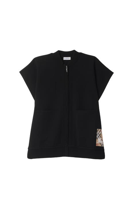 Check Label Wool Blend Cape