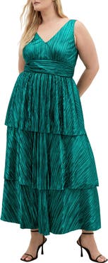 City Chic Metallic Tiered Maxi Dress