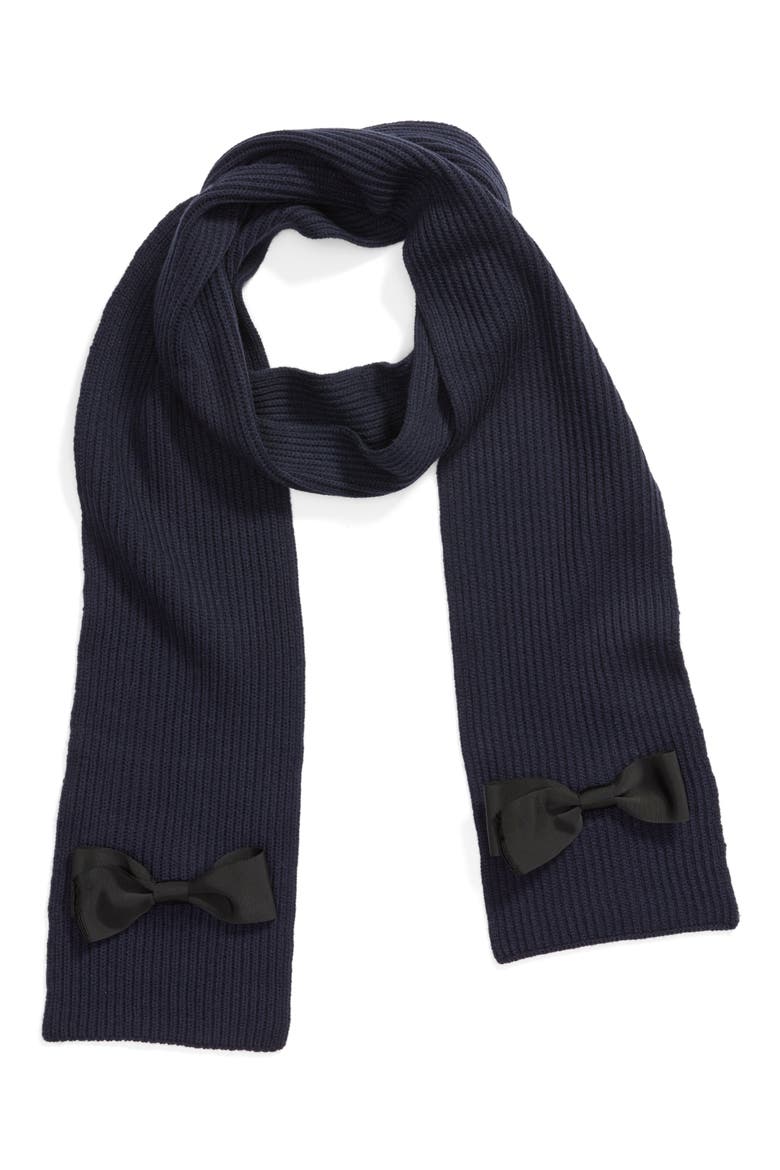 grosgrain bow muffler scarf, Alternate, color, RICH NAVY