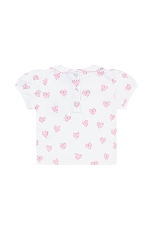 Nellapima Pink Heart Print Diaper Cover Set In White