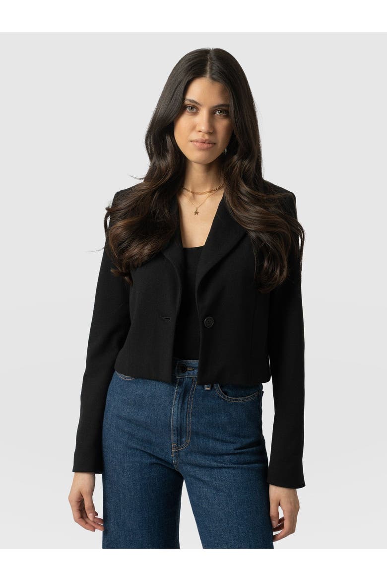 Astrid Cropped Blazer, Main, color, Black