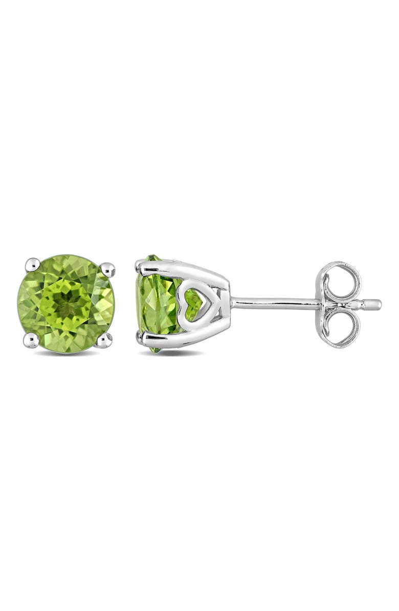 DELMAR Sterling Silver Round Peridot Stud Earrings, Main, color,