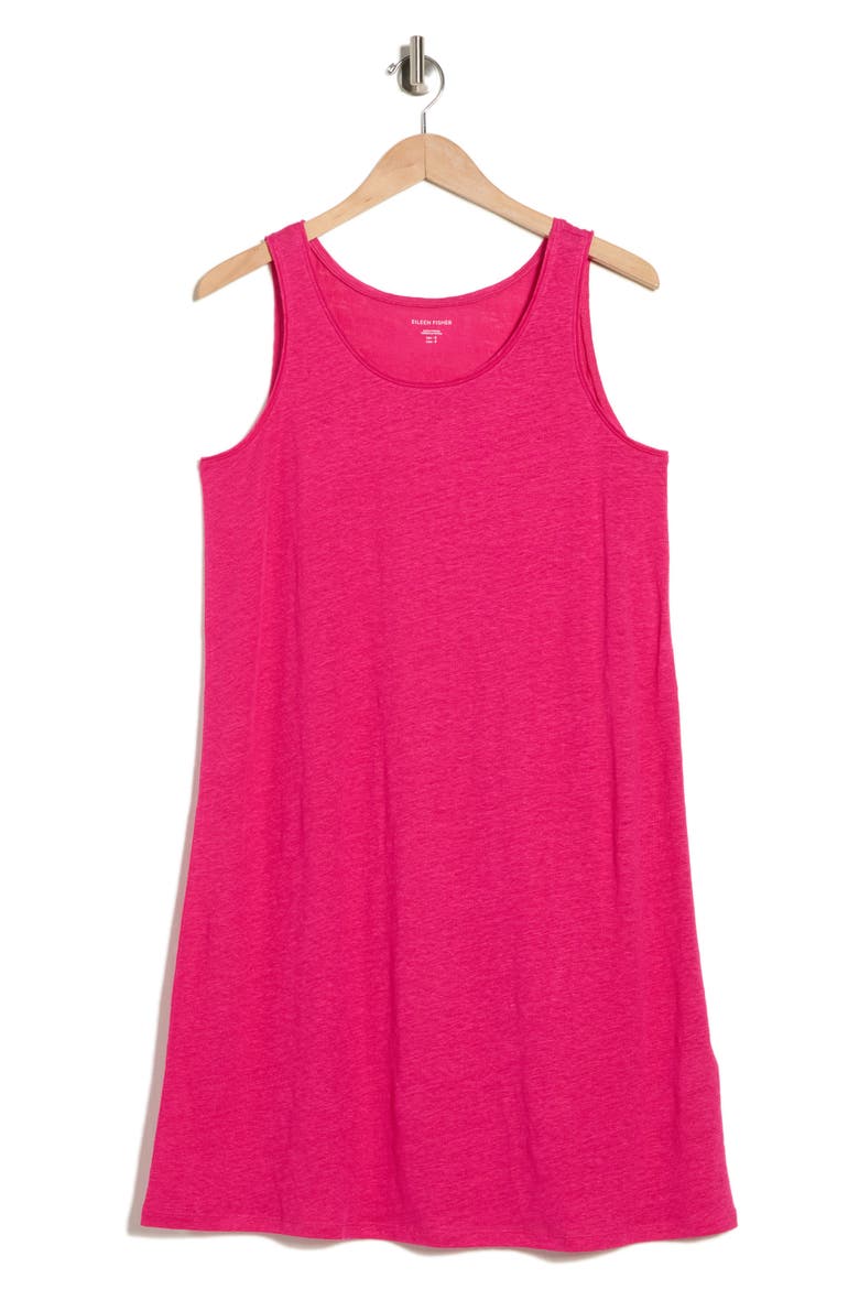Scoop Neck Linen Tank Dress, Alternate, color, FUSCHIA
