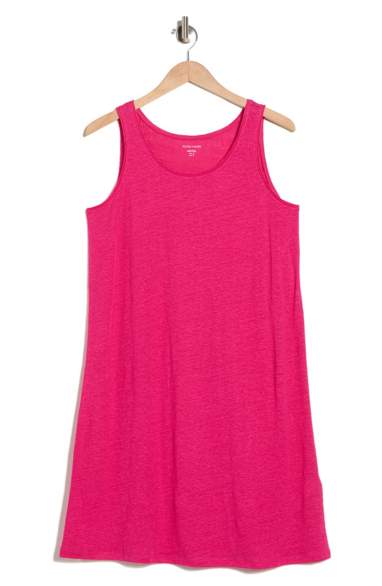 Eileen Fisher Scoop Neck Linen Tank Dress, Main, color, Fuschia