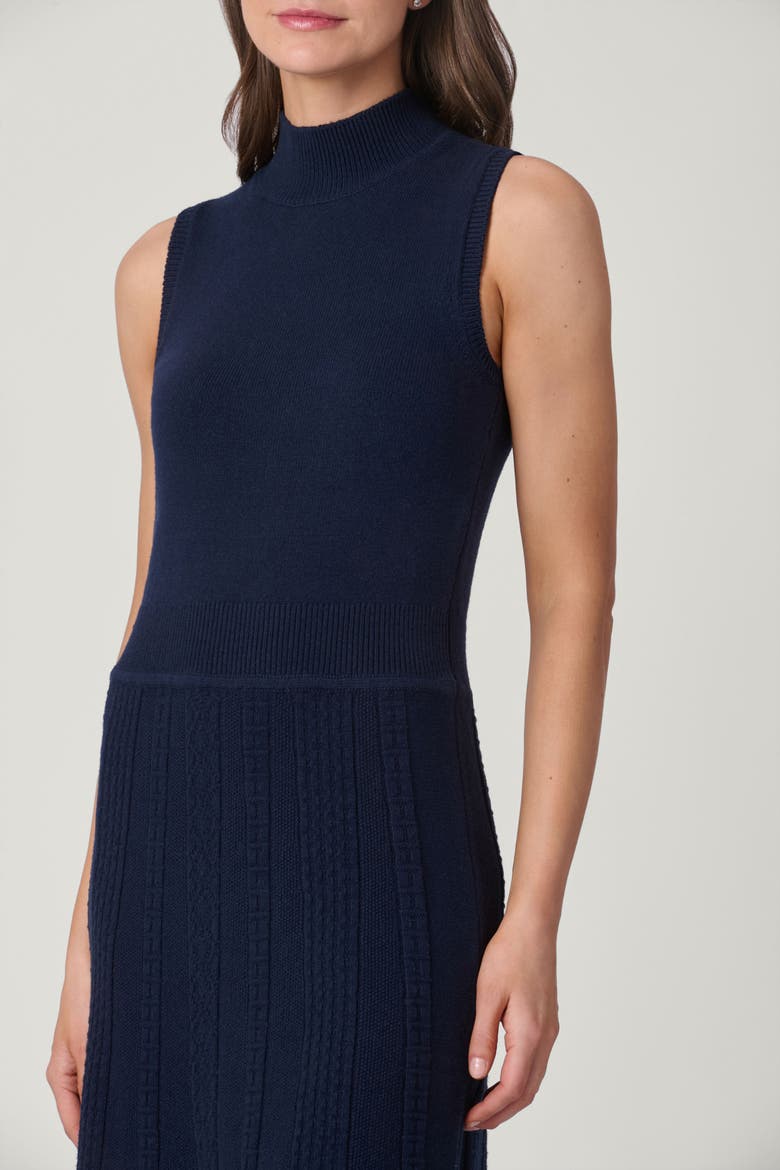 Eldridge Cable Knit Carmen Dress, Alternate, color, Navy