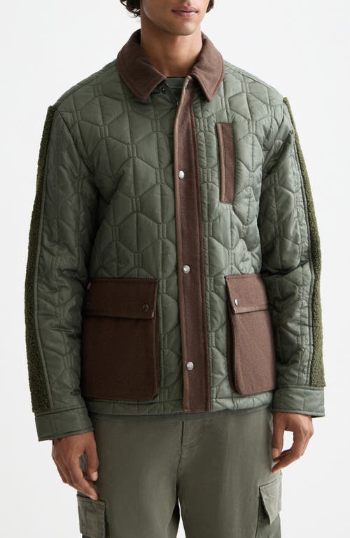 Scotch & Soda Quilted Water Repellent Military Jacket In Green