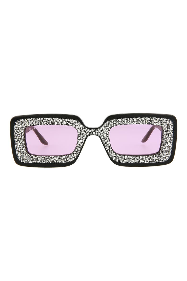 49mm Special Edition Crystal Square Sunglasses, Main, color, BLACK PINK