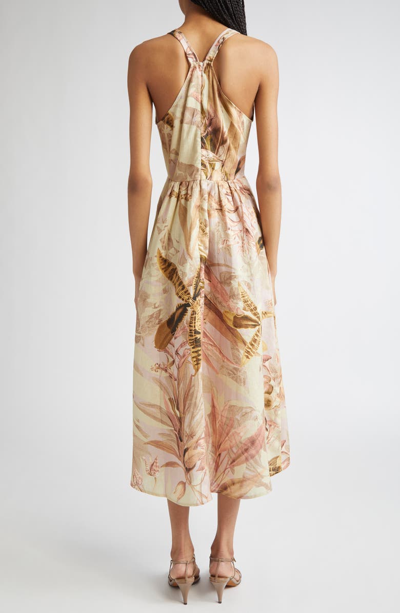 Reiss NYBG Anna Fit & Flare Linen Halter Dress, Alternate, color, Neutral