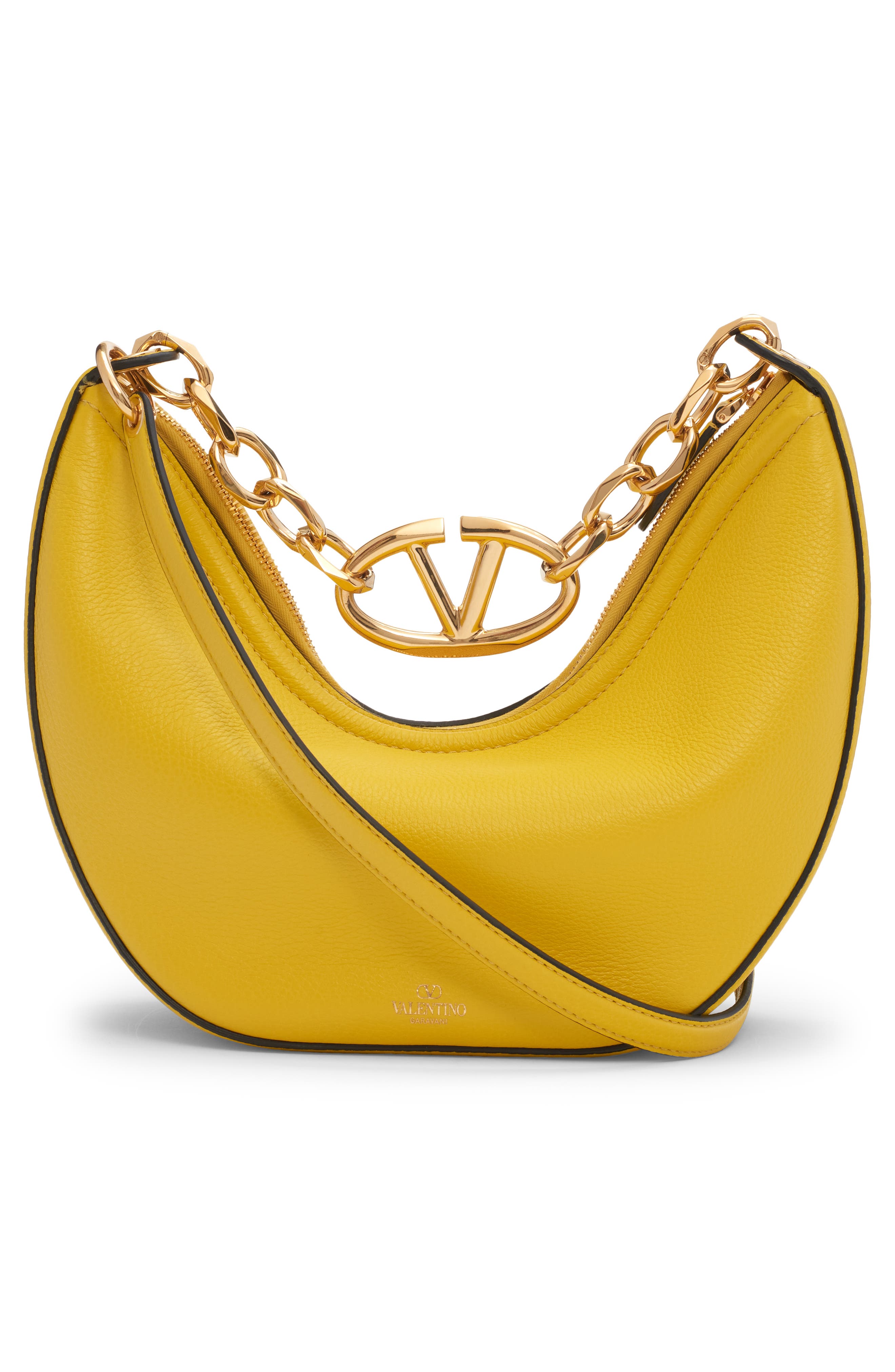 Small VLOGO Moon Hobo Bag with Chain, Alternate, color, CEDAR YELLOW