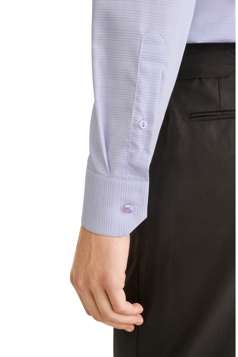 Contemporary Fit Prince of Wales Check Dress Shirt, Alternate, color, LIGHT PURPLE