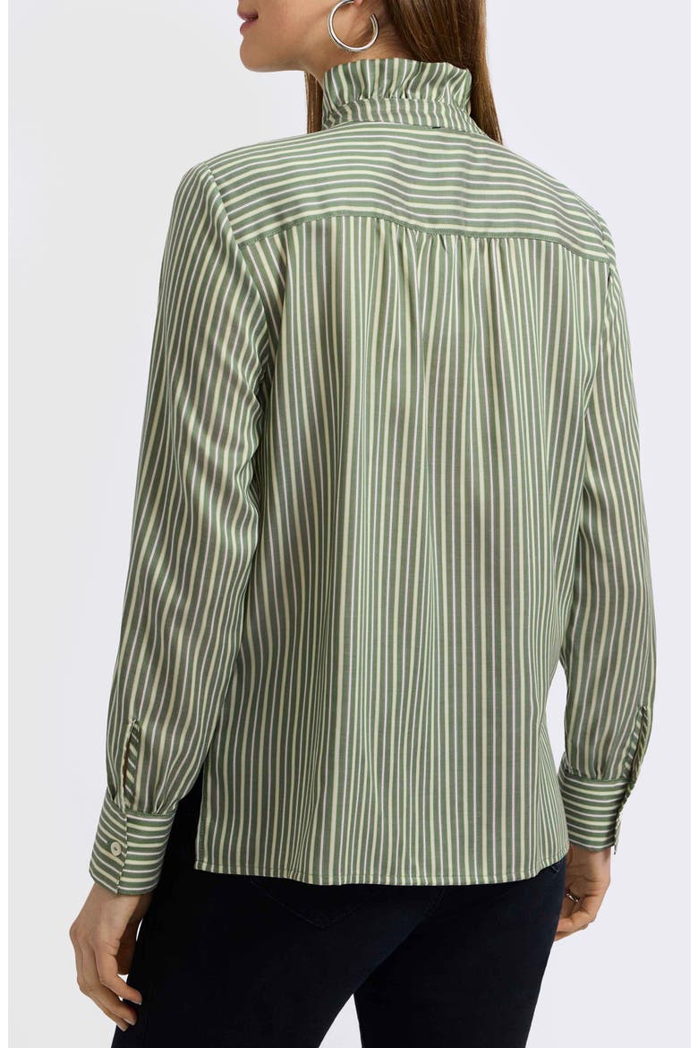 Sadie Stripe Ruffle Button-Up Shirt, Alternate, color, BASIL MULTI