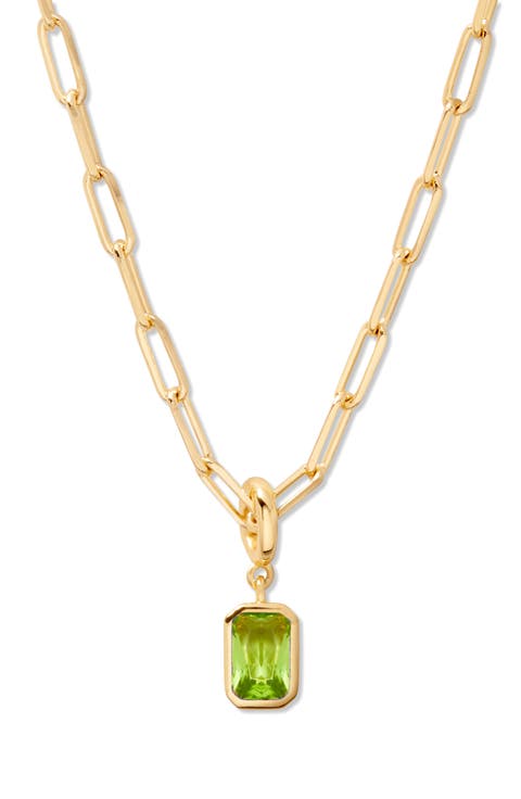 Mackenzie Birthstone Paper Clip Chain Pendant Necklace