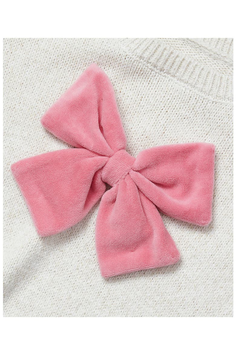 Girls Meet and Greet Bow Knit Sweater, Alternate, color, Ivory/Mauve Bow