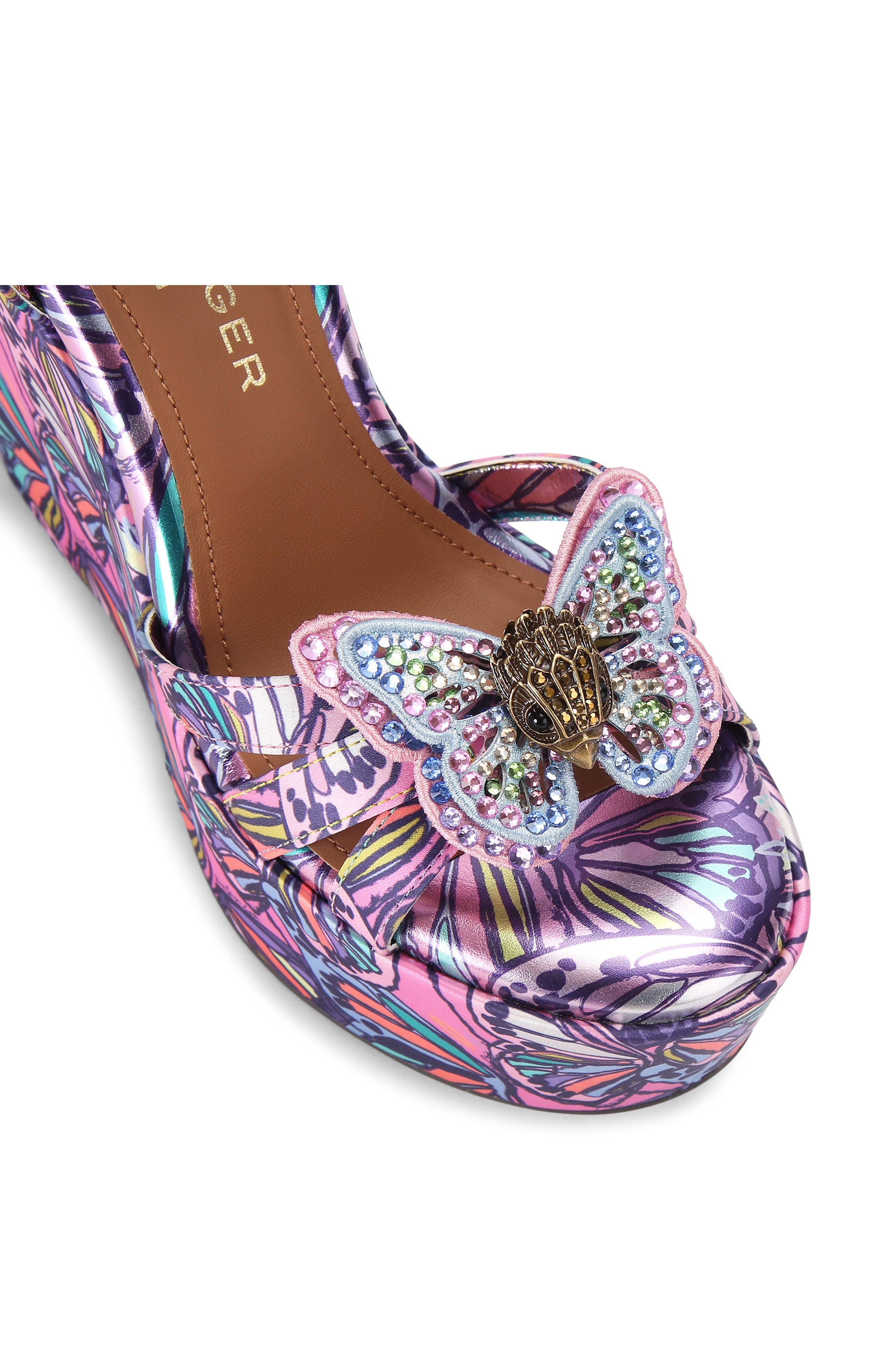 Kurt Geiger London Butterfly Ankle Wrap Platform Wedge Sandal, Alternate, color, Light/ Pastel Purple