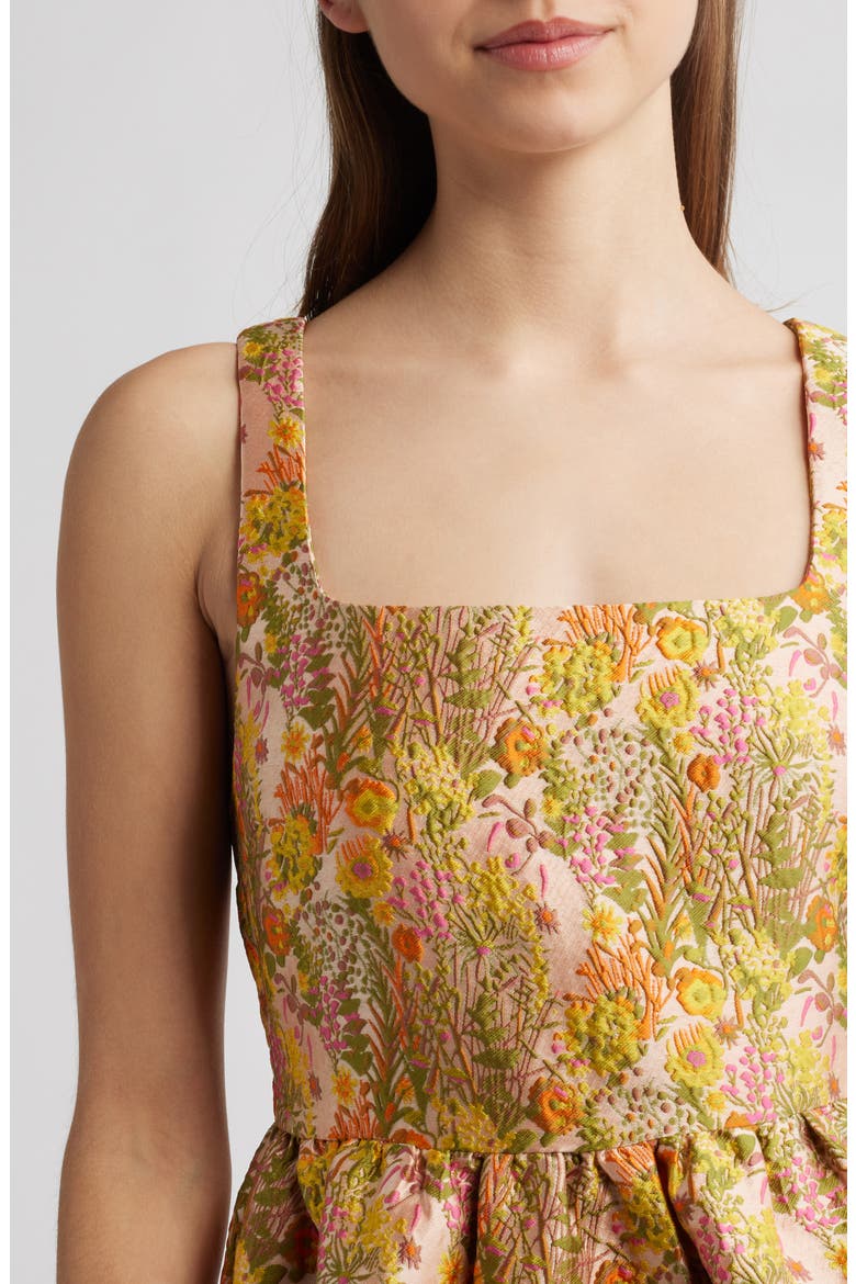 Garden Brocade Fit & Flare Minidress, Alternate, color, BEIGE MULTI FLORAL