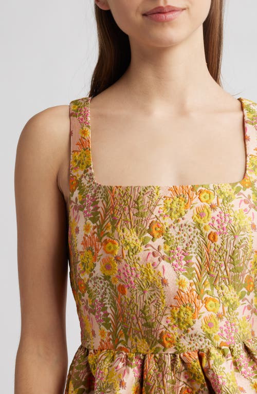 Chelsea28 Garden Brocade Fit & Flare Minidress In Beige Multi Floral