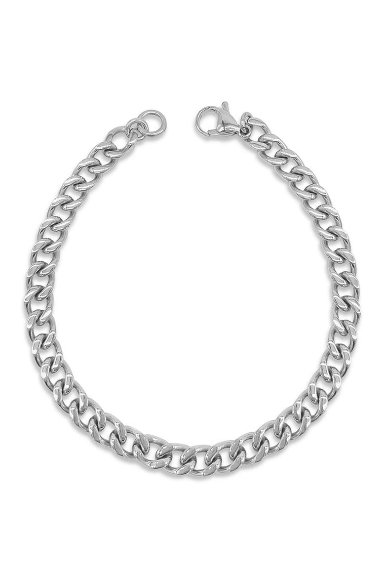 Men's Water Resistant Cuban Chain Bracelet, Main, color, SILVER