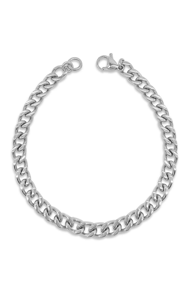 Adornia Men's Water Resistant Cuban Chain Bracelet, Main, color, Silver