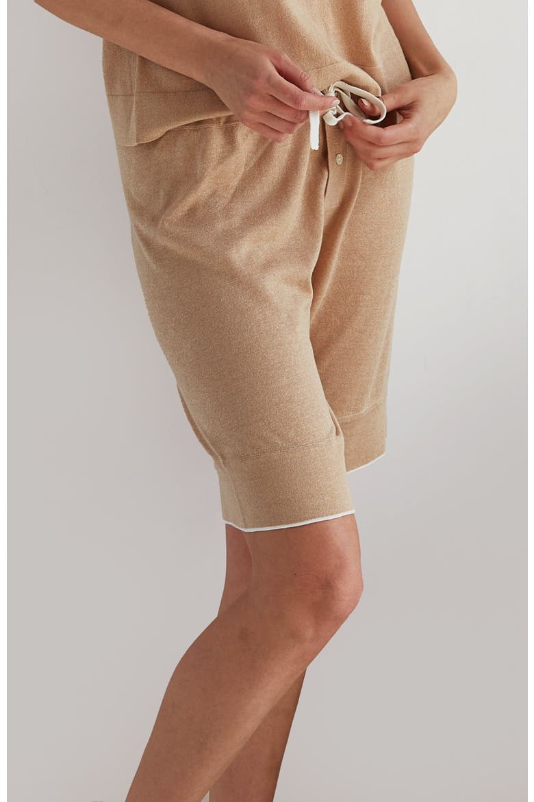 Tie waist Sleep Shorts, Alternate, color, Camel