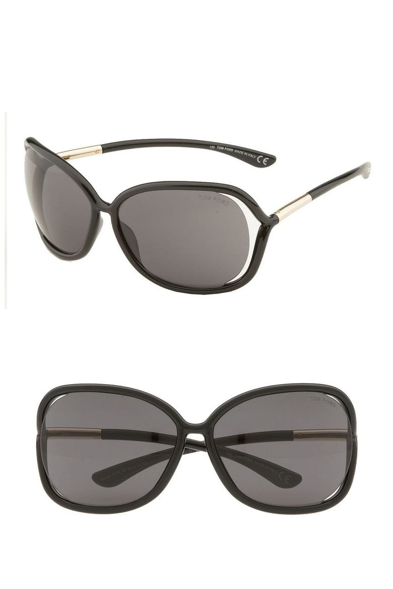 Raquel 63mm Oversized Open Side Sunglasses, Main, color, BLACK