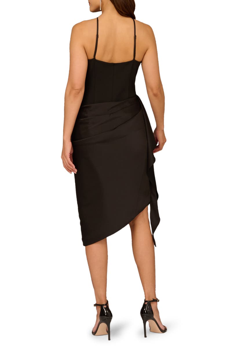 Aidan Mattox Bonded Crepe Mixed Media Cocktail Dress, Alternate, color, Black