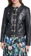 KARL LAGERFELD PARIS Collarless Leather Jacket