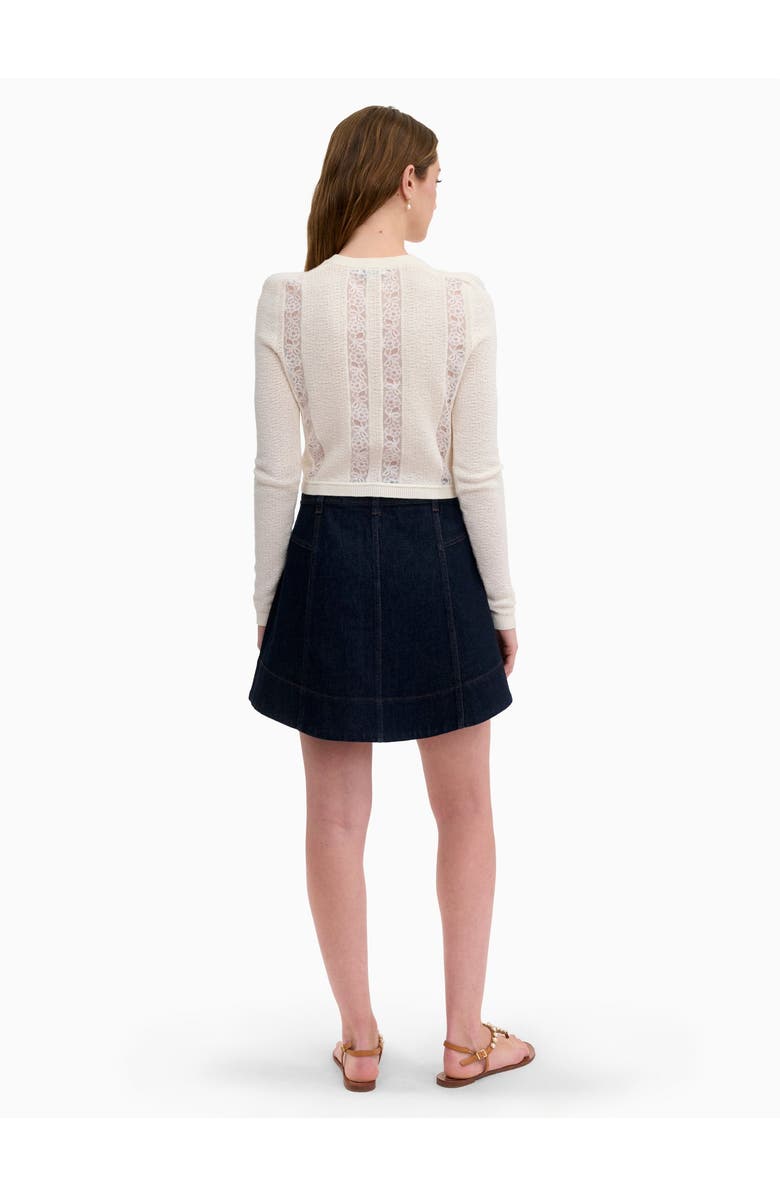 Rebecca Taylor Rhea Lace Knit Cardigan, Alternate, color, Ivory