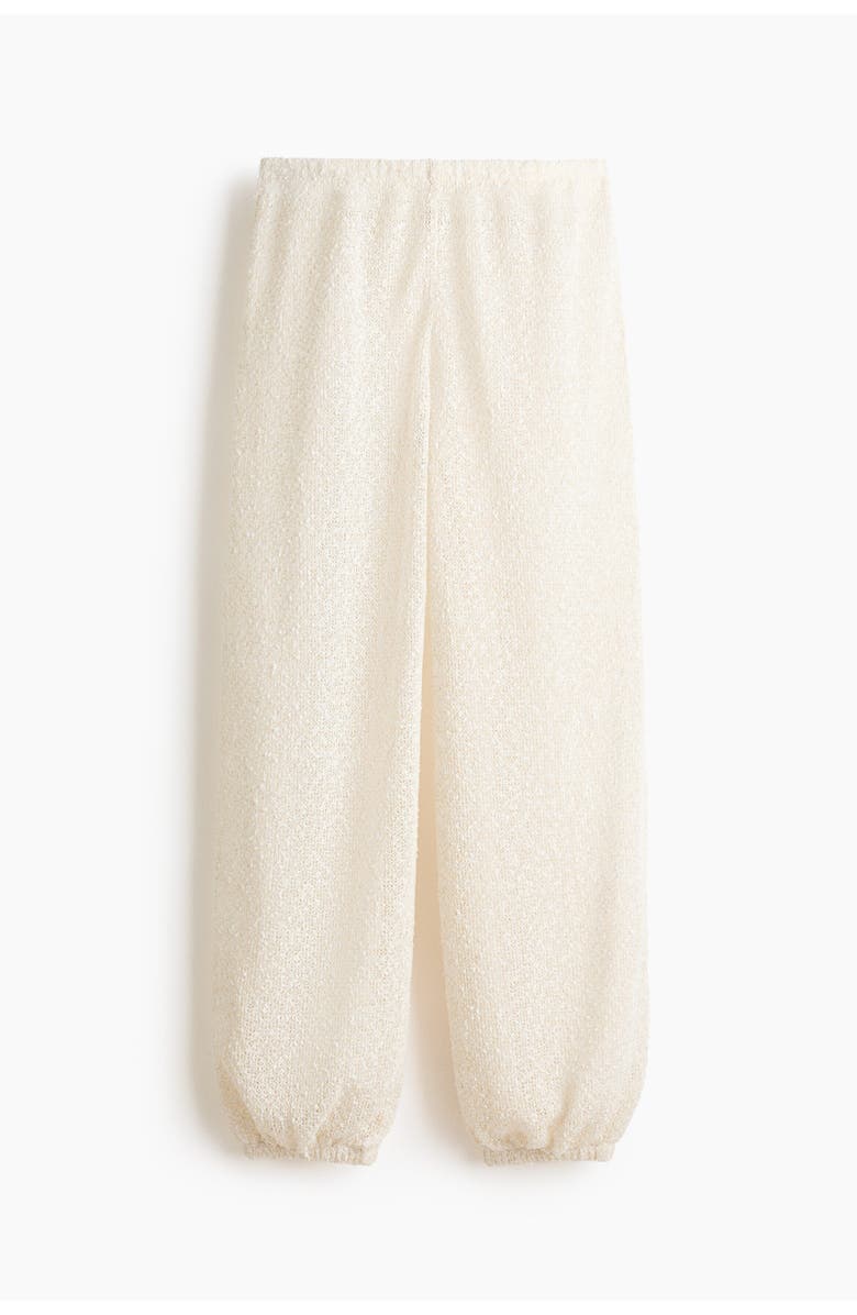 H&M Glittery Knitted Trousers, Main, color, Cream