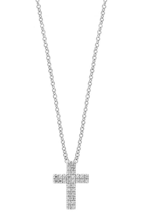 Men's Sterling Silver Pavé Diamond Cross Pendant Necklace - 0.09ct.