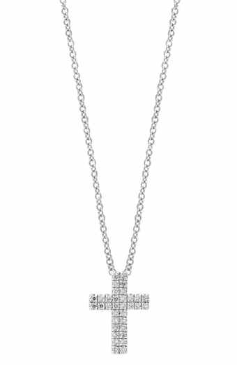 EFFY Men's Sterling Silver Pavé Diamond Cross Pendant Necklace - 0.09ct.
