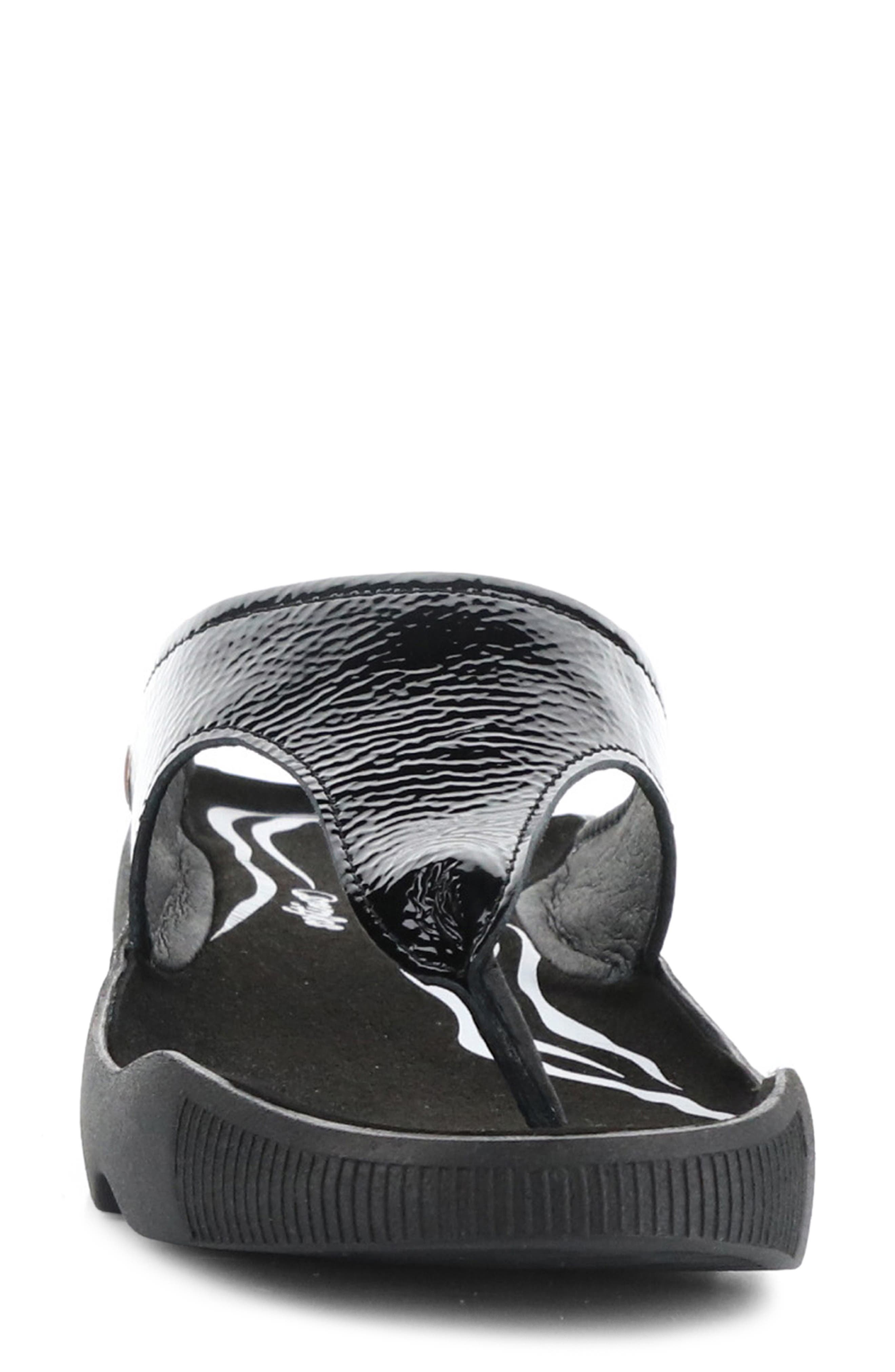 Fly London Patent Flip Flop Sandal, Alternate, color, Black Smooth Luxor