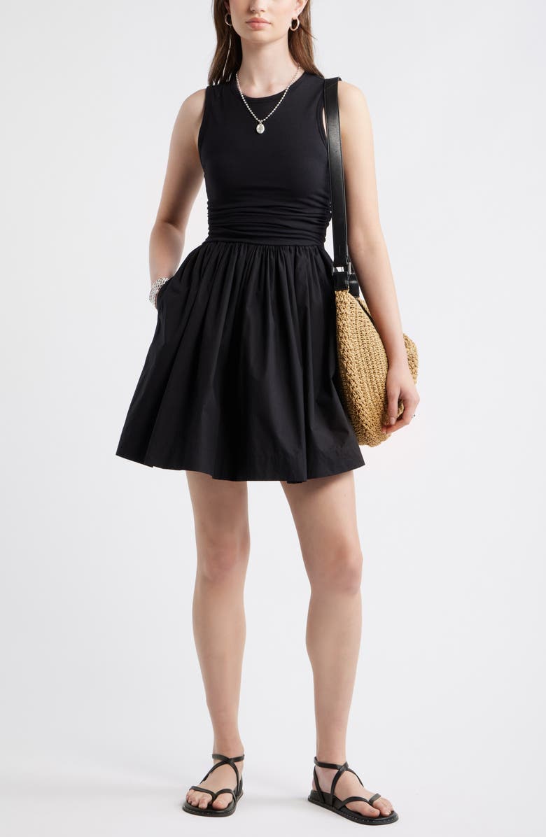 Treasure & Bond Cinched Knit Fit & Flare Dress, Alternate, color, Black
