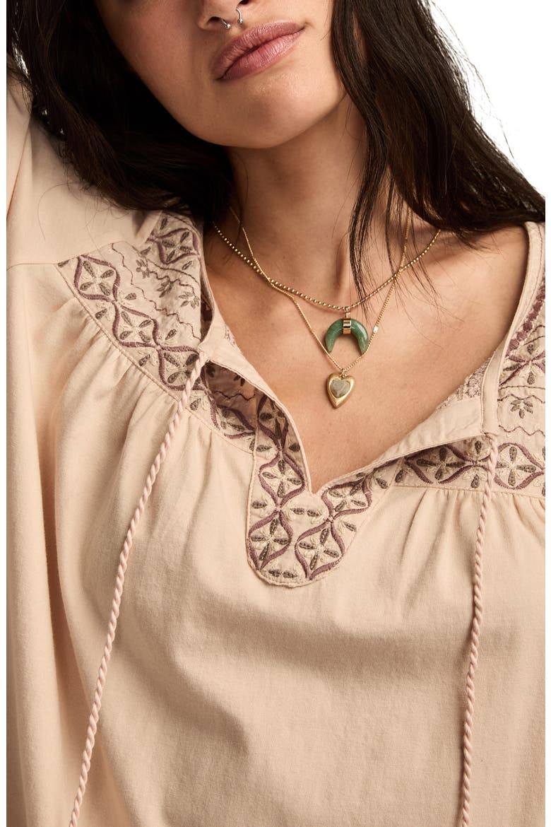 Embroidered Cotton Peasant Top, Alternate, color, PEACH BLOSSOM