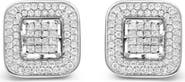 Haus of Brilliance 10K White Gold 1.0 Cttw Round and Princess Diamond Composite Halo Stud Earrings