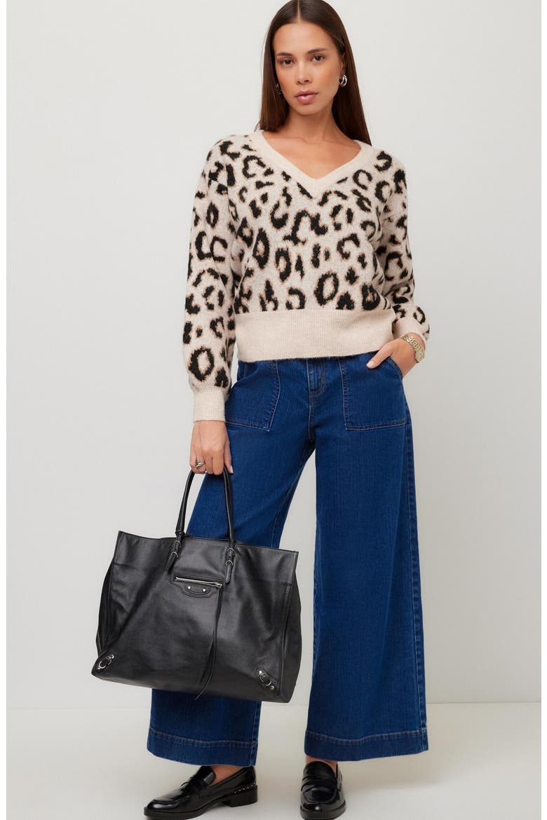 Elodie Blouson Sleeve Sweater, Alternate, color, LEOPARD